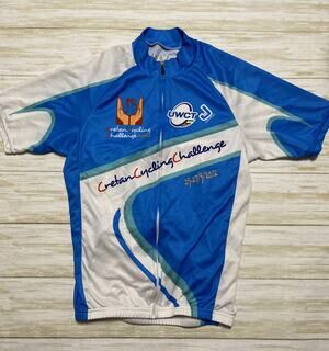 JAKROO Mens size S short sleeve full zip Cretan Cycling Challenge jersey